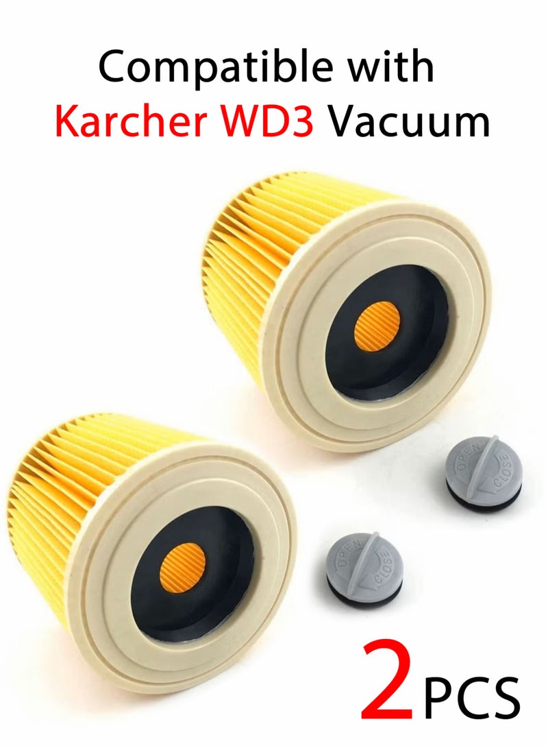 2 قطع فلتر بديل للمكنسة الكهربائية متوافق مع أجهزة Karcher WD3، خرطوشة فلتر HEPA لطرازات WD2250 وWD3.200 وMV2 وMV3 وWD2 وWD3P وWD 2200 وSE 4001 للتنظيف الجاف والرطب - Image 1